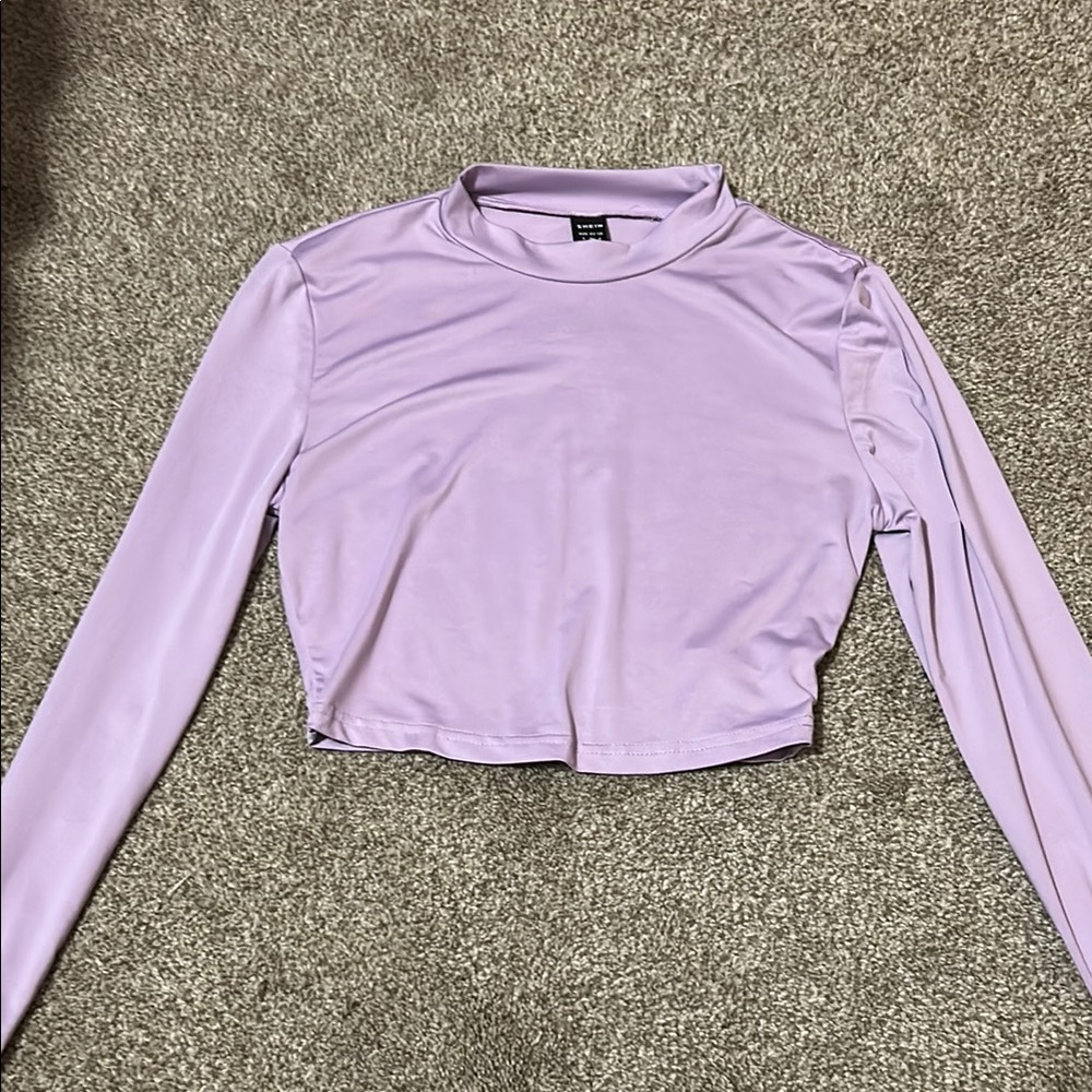 Lavender Long Sleeve Crop Top